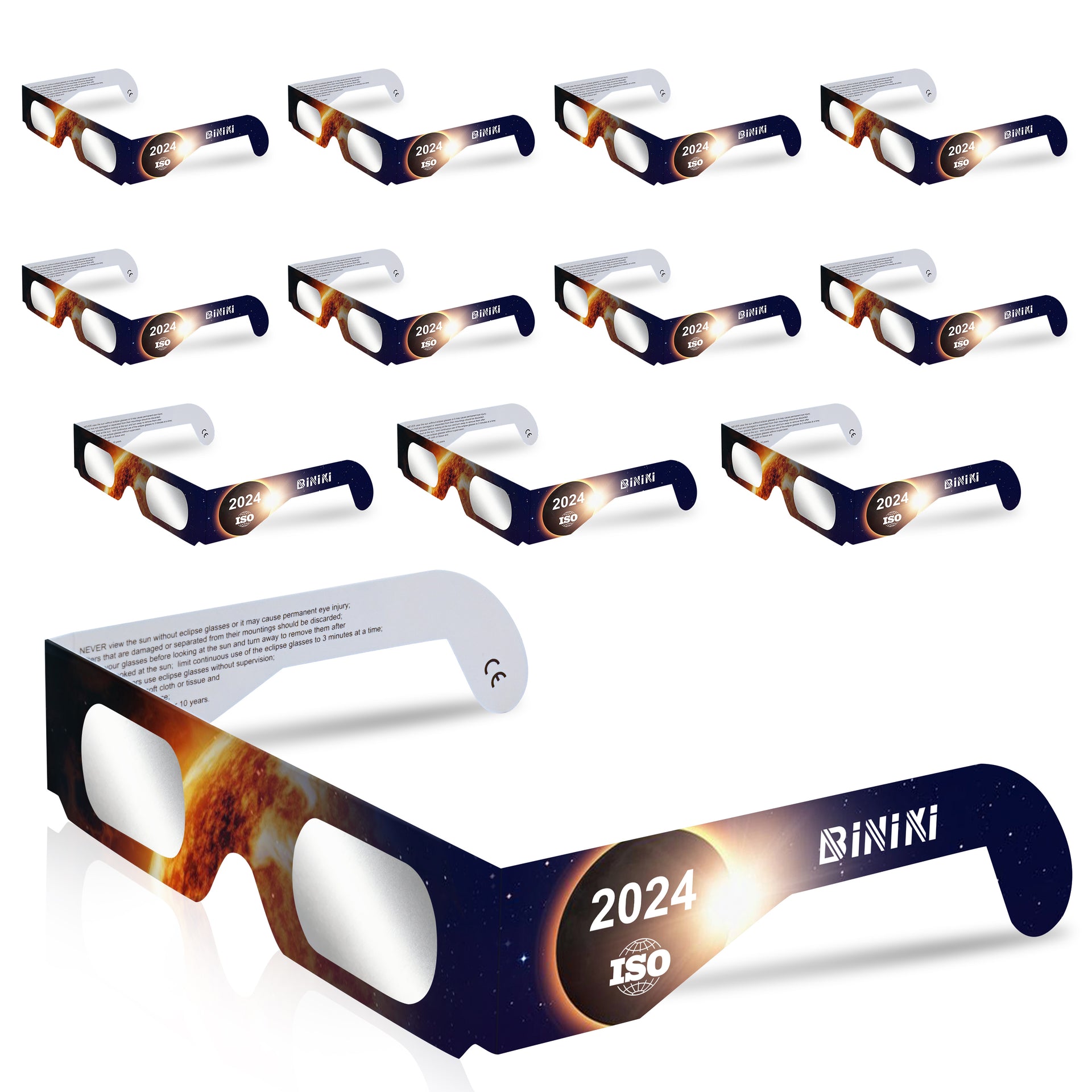 Biniki Solar Eclipse Glasses 2024 - CE & ISO Certified Safe Shades for